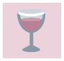 a pink wine in a wine glass emoji on a pink background with a white border.