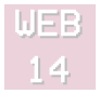 text that says Web 14 on a pink background with a white border.